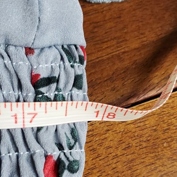 Dust Blue Floral Ruffle Pocket Surplice Dress - 2X - Picture 4 of 7